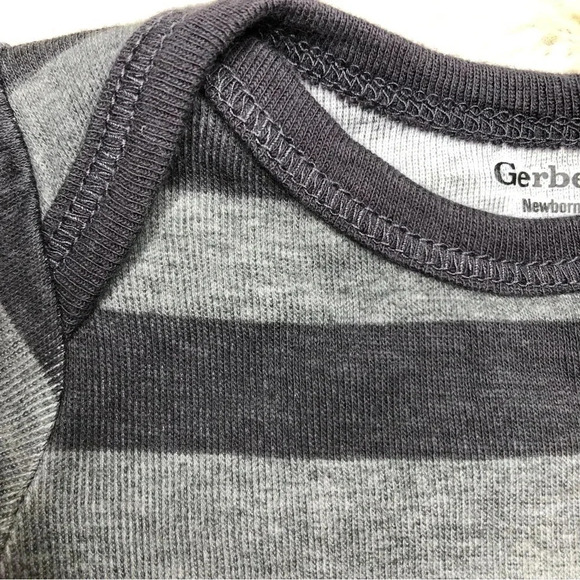 Gerber Onesie Diaper Shirt Black & Grey Striped Size Newborn - Picture 7 of 16